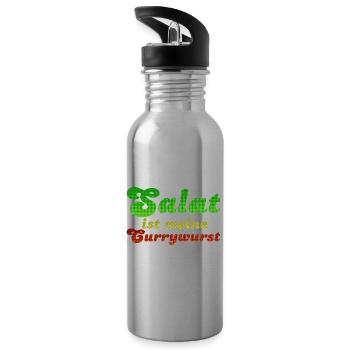 Salat ist meine Currywurst - Trinkflasche mit integriertem Trinkhalm - Lightsilver - Links