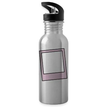 style frame background hipster - Water bottle with straw - silver - Left