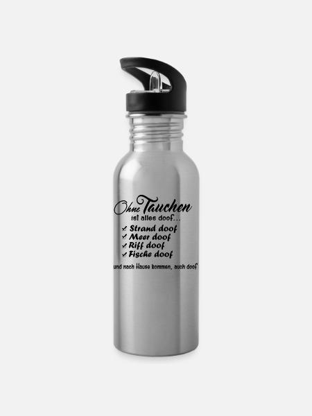 Ohne Tauchen ist alles doof-2017 - Trinkflasche mit integriertem Trinkhalm - Lightsilver