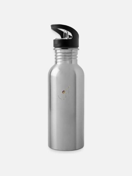 Acoustic Guitar Logo - Water bottle with straw - silver