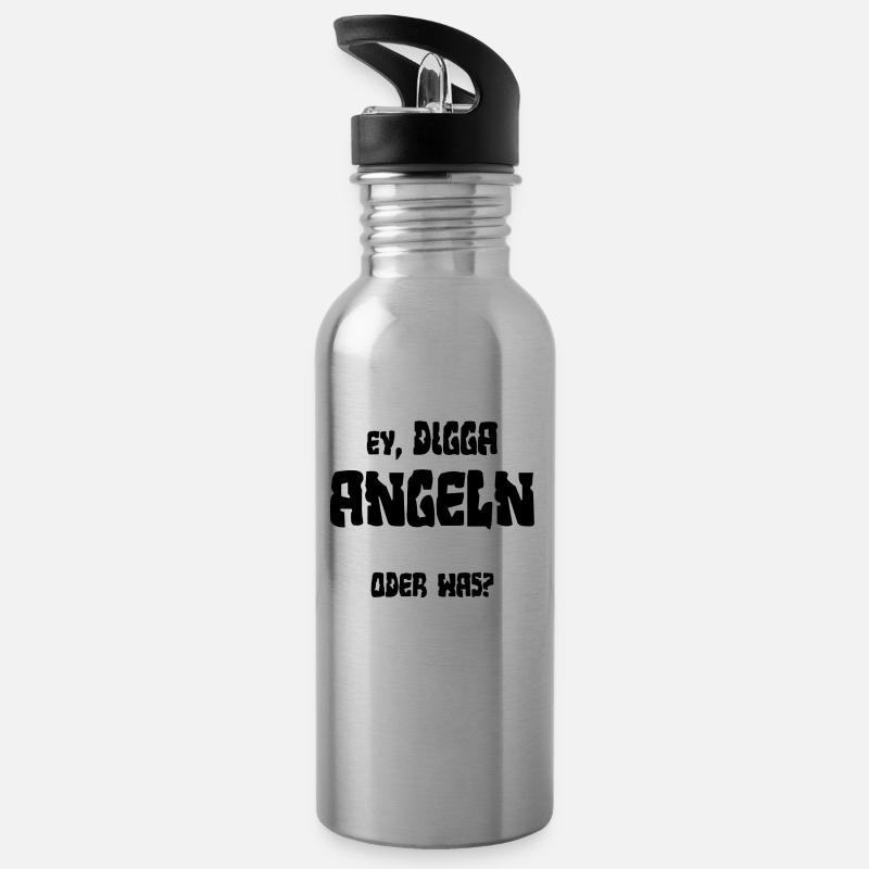 Ey Digga Angeln oder was Geschenkideen Angler fish - Trinkflasche mit integriertem Trinkhalm - Lightsilver