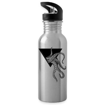 Krake - Trinkflasche mit integriertem Trinkhalm - Lightsilver - Links