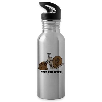 Need for Speed with black lettering - Water bottle with straw - silver - Left