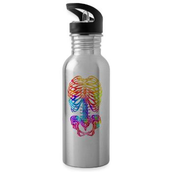 Swirly Skeleton - Water bottle with straw - silver - Left
