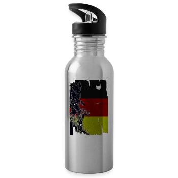 Wikinger Wolf Flagge Deutschland - Water bottle with straw - silver - Left