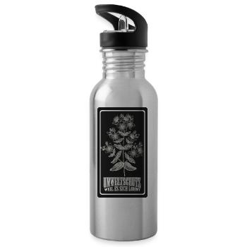 Shirt Umweltschutz nachhaltig Geschenk Natur - Trinkflasche mit integriertem Trinkhalm - Lightsilver - Links