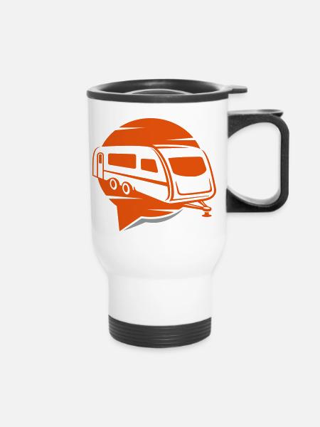Wohnwagen | wommunity.de - Thermobecher mit Tragegriff - Weiß