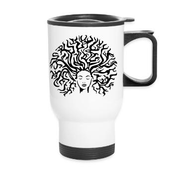 face - Thermal mug with handle - white - Front
