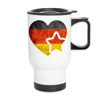 My heart for Germany - Vintage German flag - Thermal mug with handle - white - Front
