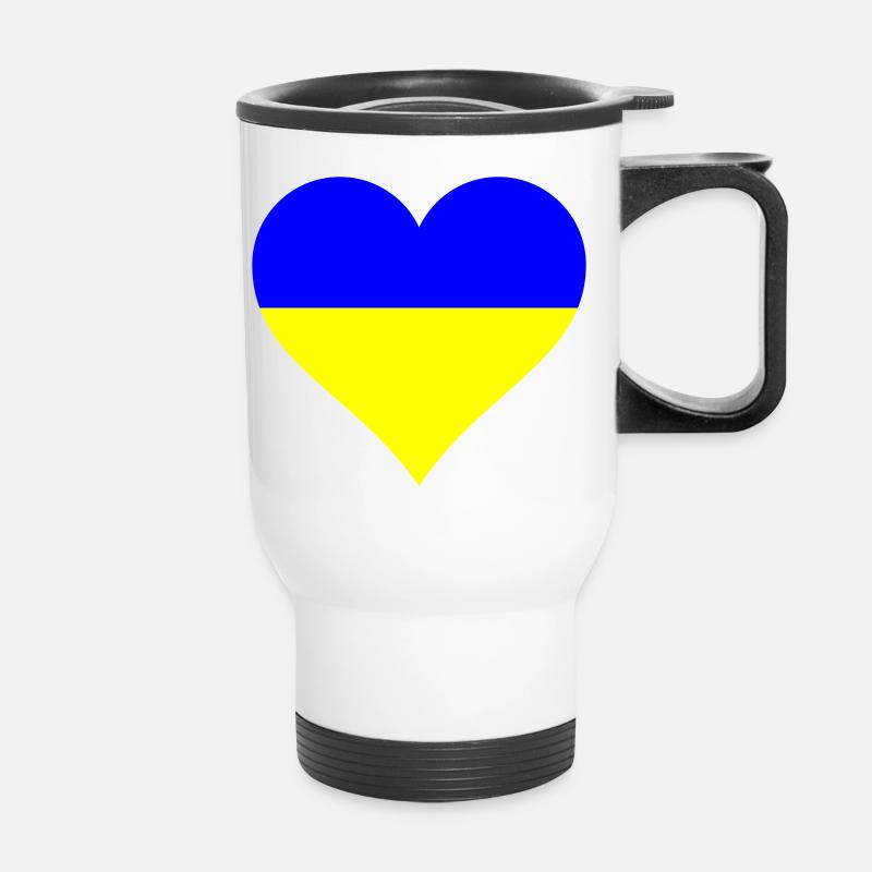 Herz für Ukraine - Thermobecher mit Tragegriff - Weiß