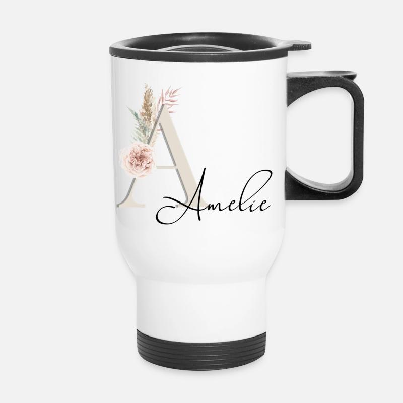 Amelie! Name Boho - Thermal mug with handle - white