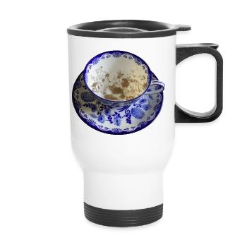 Cup with coffee grounds - Thermal mug with handle - white - Front