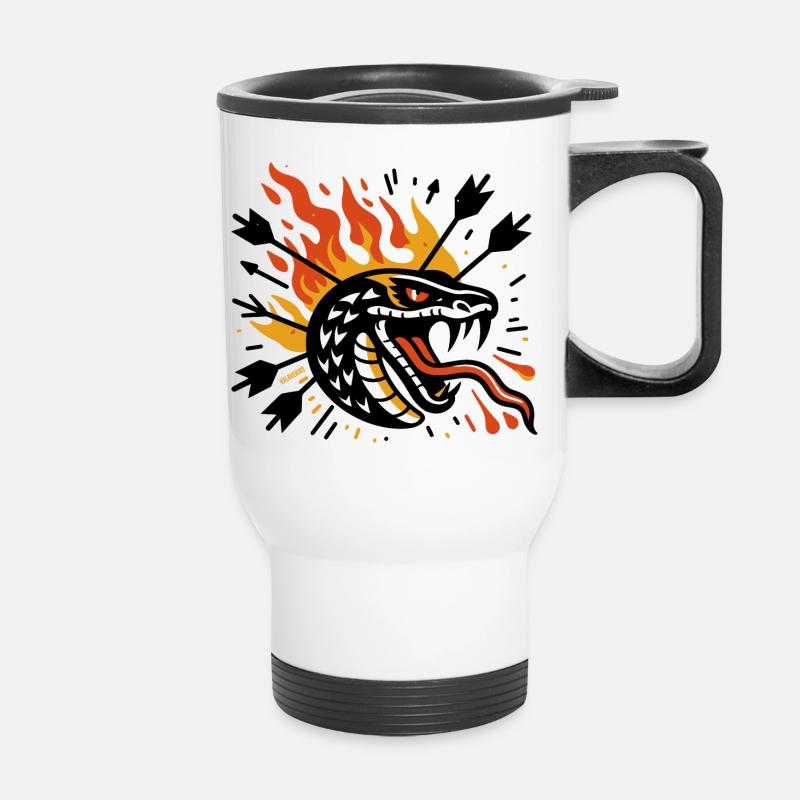 snake with arrows - Thermal mug with handle - white