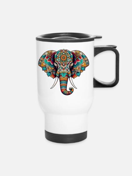 Elefant - Thermobecher mit Tragegriff - Weiß