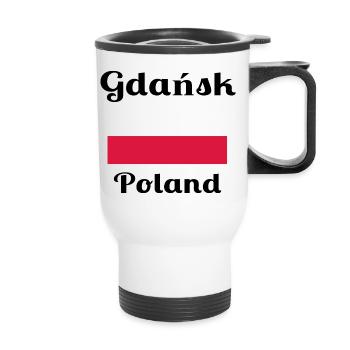 Gdańsk, Polen - Stilvolle Drucke - Thermobecher mit Tragegriff - Weiß - Vorne