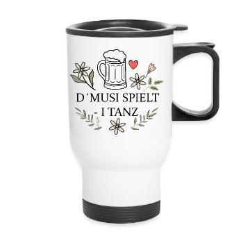 Couronne de fleurs Kirwa coeur – Folk Festival Design, Coeur - Tasse isotherme avec poignée - blanc - Devant
