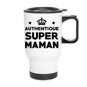Authentic Super Mom - Mother's Day - Thermal mug with handle - white - Front