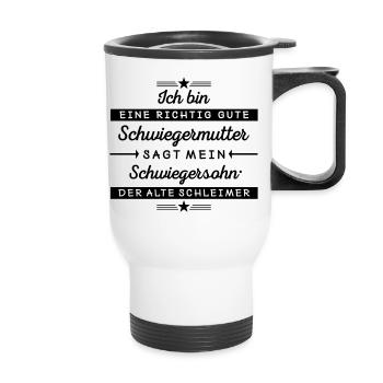 Ich bin eine gute Schwiegermutter  - Thermobecher mit Tragegriff - Weiß - Vorne