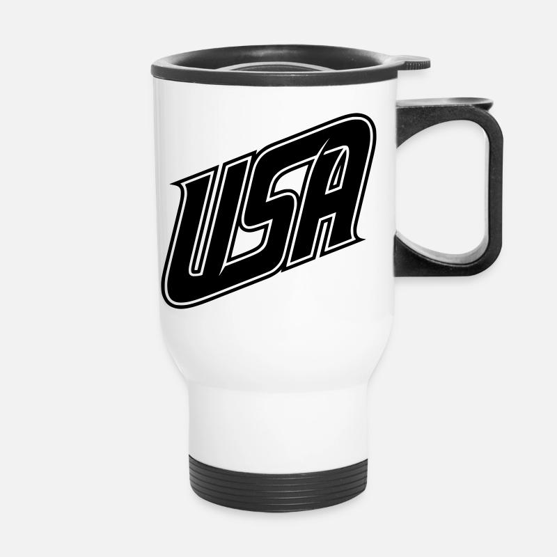 USA logo - color variable - Thermal mug with handle - white