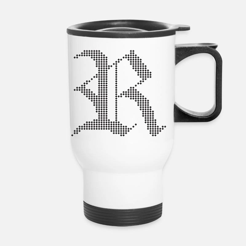 Typographic R Gothic Letter Design - Thermal mug with handle - white