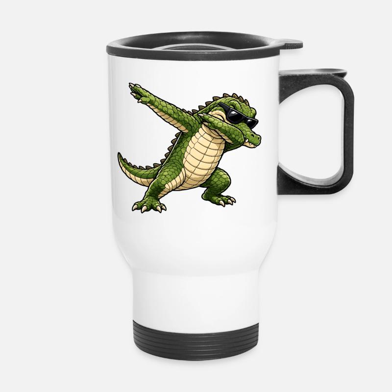 Tamponnement du crocodile - Tasse isotherme avec poignée - blanc