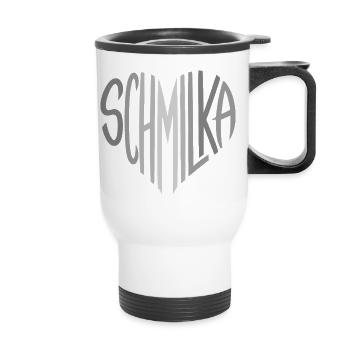 Schmilka Heart Font Logo - Thermal mug with handle - white - Front