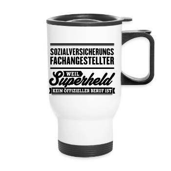 Superheld Sozialversicherungsfachangestellter - Thermobecher mit Tragegriff - Weiß - Vorne