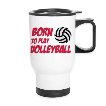 Born to play Volleyball - Thermal mug with handle - white - Front