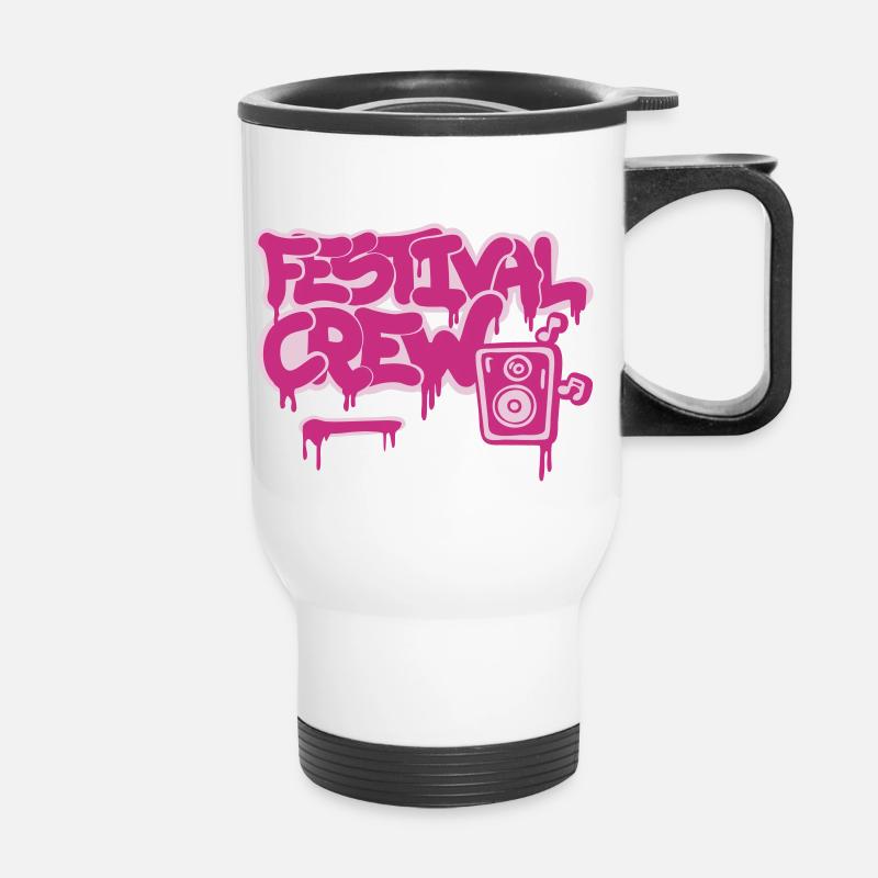Festival crew Graffitti Musik Open air Sommer - Thermal mug with handle - white
