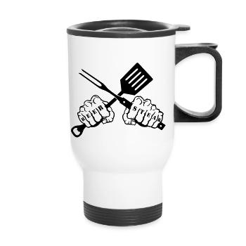 beer & steak - Tasse isotherme avec poignée - blanc - Devant