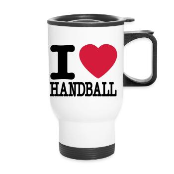 i love handball heart - Thermal mug with handle - white - Front