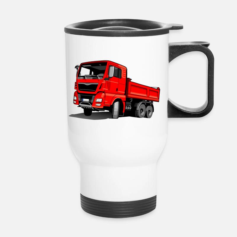 Truck red - Thermal mug with handle - white