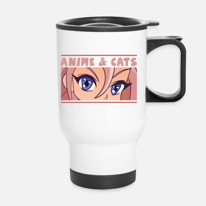 Anime & Cats - Thermal mug with handle - white