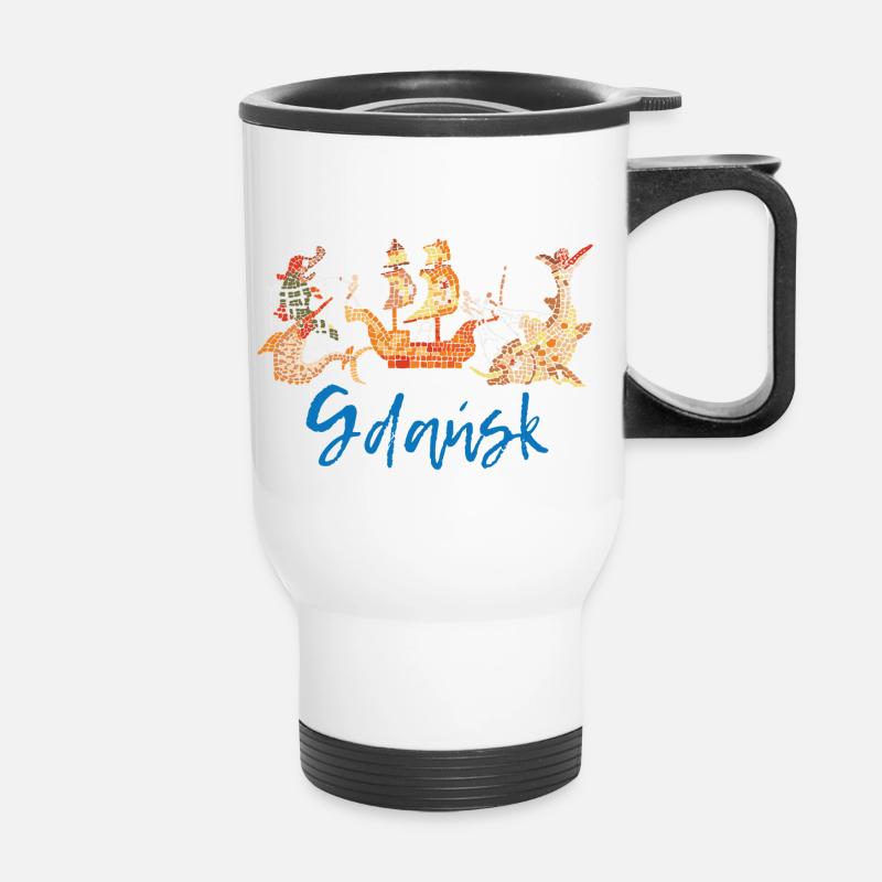 Gdansk, Dragon - Thermal mug with handle - white