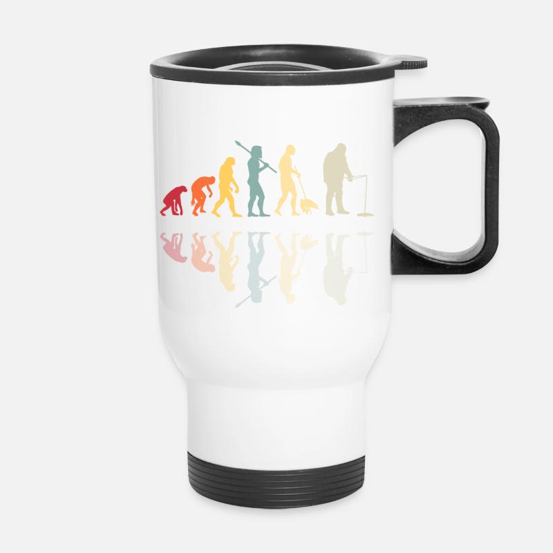 Pêcheur Human Evolution Vintage Ice Fishing - Tasse isotherme avec poignée - blanc