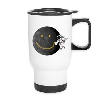 Astronaute riant lune, photos cool - Tasse isotherme avec poignée - blanc - Devant