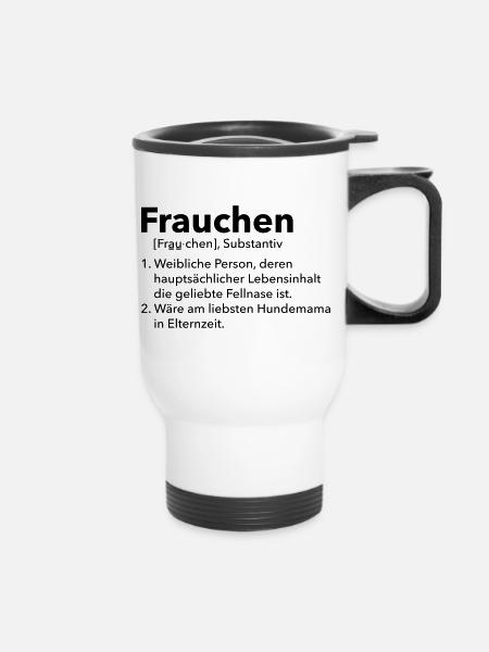 Frauchen - Thermobecher mit Tragegriff - Weiß