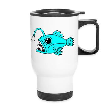 Fisch Laternenfisch Anglerfisch Tiefsee Motiv - Thermobecher mit Tragegriff - Weiß - Vorne