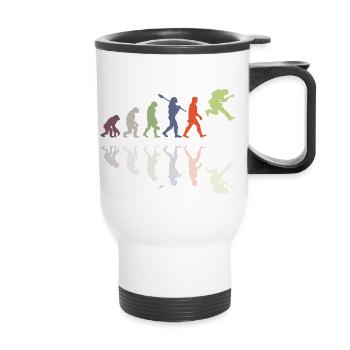 Human Evolution Guitar Band Retro Vintage - Tasse isotherme avec poignée - blanc - Devant