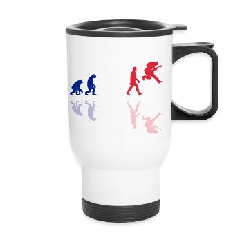 Human Evolution Guitar Band Retro Vintage Français - Tasse isotherme avec poignée - blanc - Devant