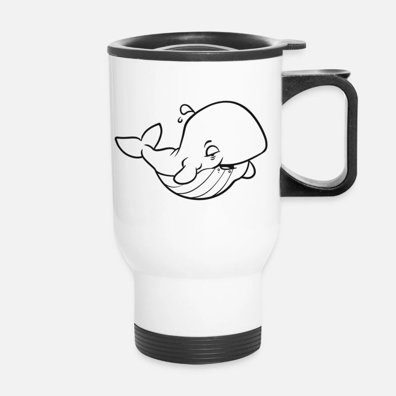 Ein dicker, glücklicher Wal - Thermobecher mit Tragegriff - Weiß