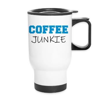 Coffee Junkie Kaffee süchtig lustiger Büro Spruch - Thermobecher mit Tragegriff - Weiß - Vorne