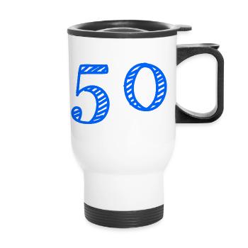 50. 50 YEARS. 50th ANNIVERSARY. 50 YEARS ANNIVERSARY. - Thermal mug with handle - white - Front