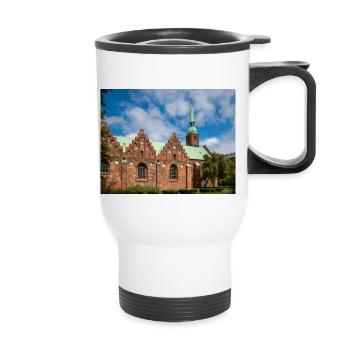 Abbey Church Klosterkirken Aarhus City in Denmark - Thermal mug with handle - white - Front