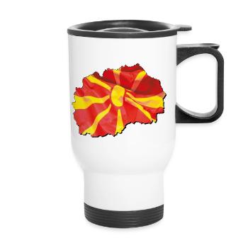 Mazedonien Flagge in der Mazedonien Landkarte - Thermobecher mit Tragegriff - Weiß - Vorne
