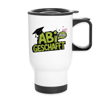 Abi geschafft - Thermobecher mit Tragegriff - Weiß - Vorne
