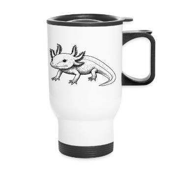 Axolotl Line Style – Black - Thermal mug with handle - white - Front