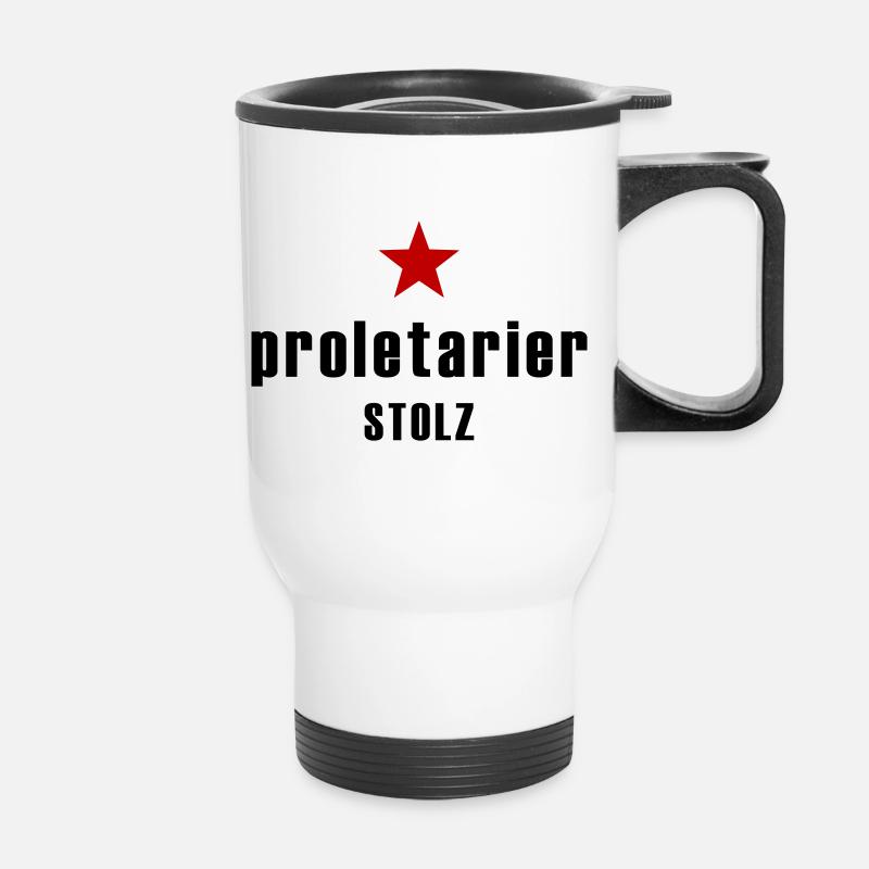 Proletarian pride with a red star - Thermal mug with handle - white