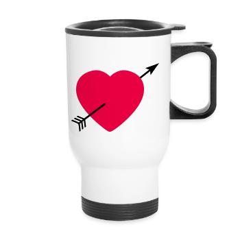 Heart round with arrow - Tasse isotherme avec poignée - blanc - Devant