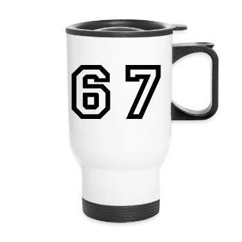 Number - 67 - Sixty Seven - Thermobecher mit Tragegriff - Weiß - Vorne